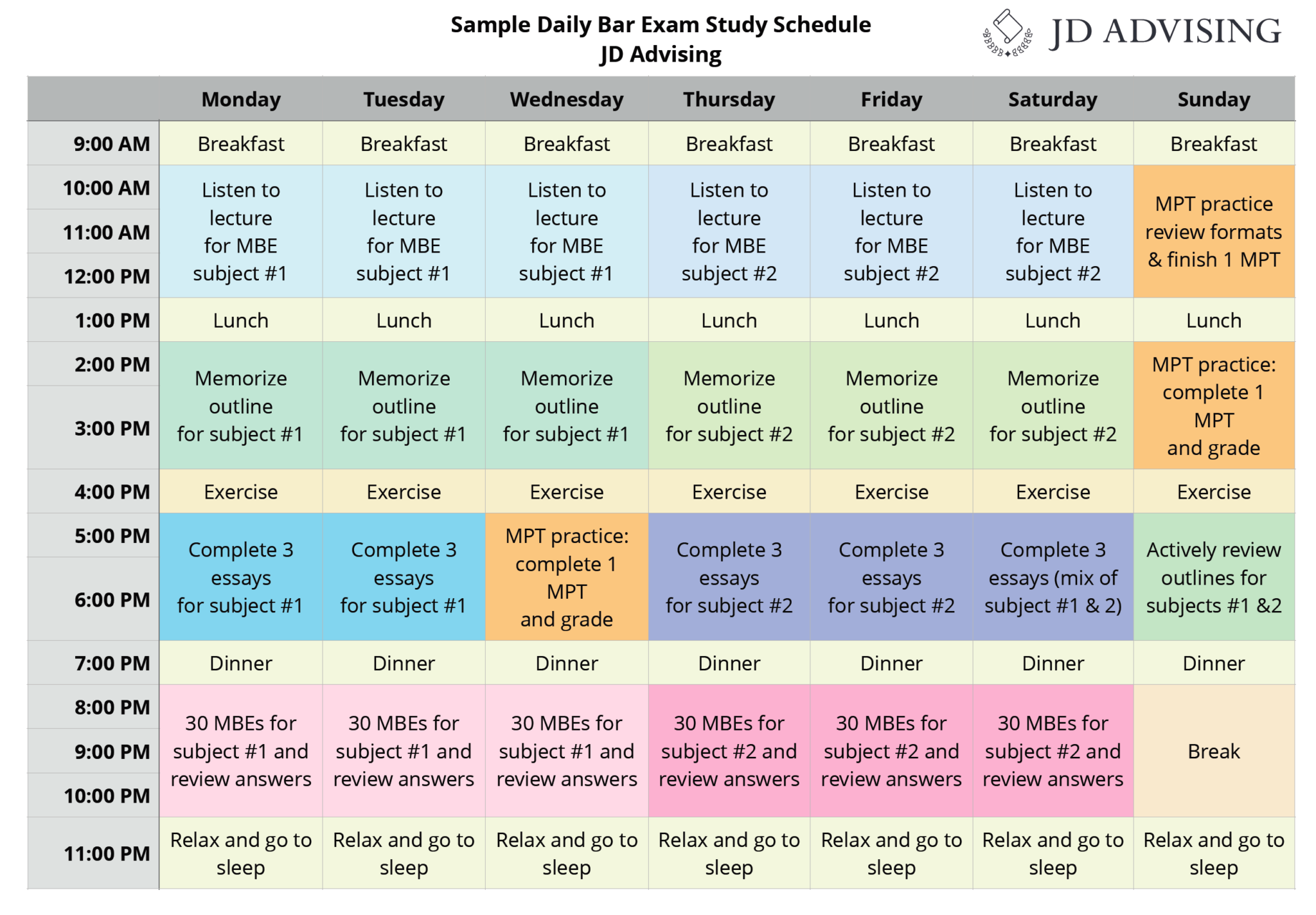 How To Make A Bar Exam Study Schedule JD Advising