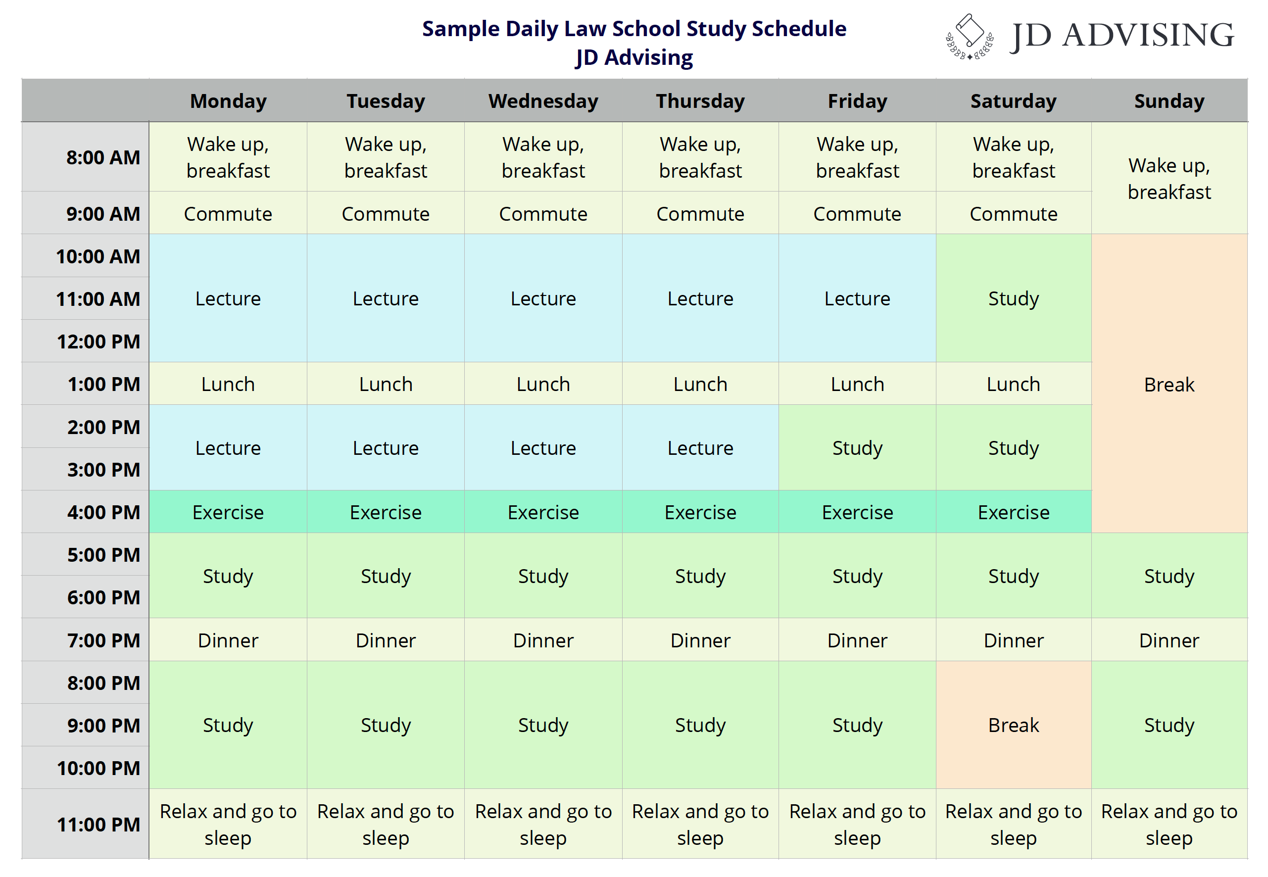 What Should My Weekly Law School Study Schedule Look Like What Are Law ...