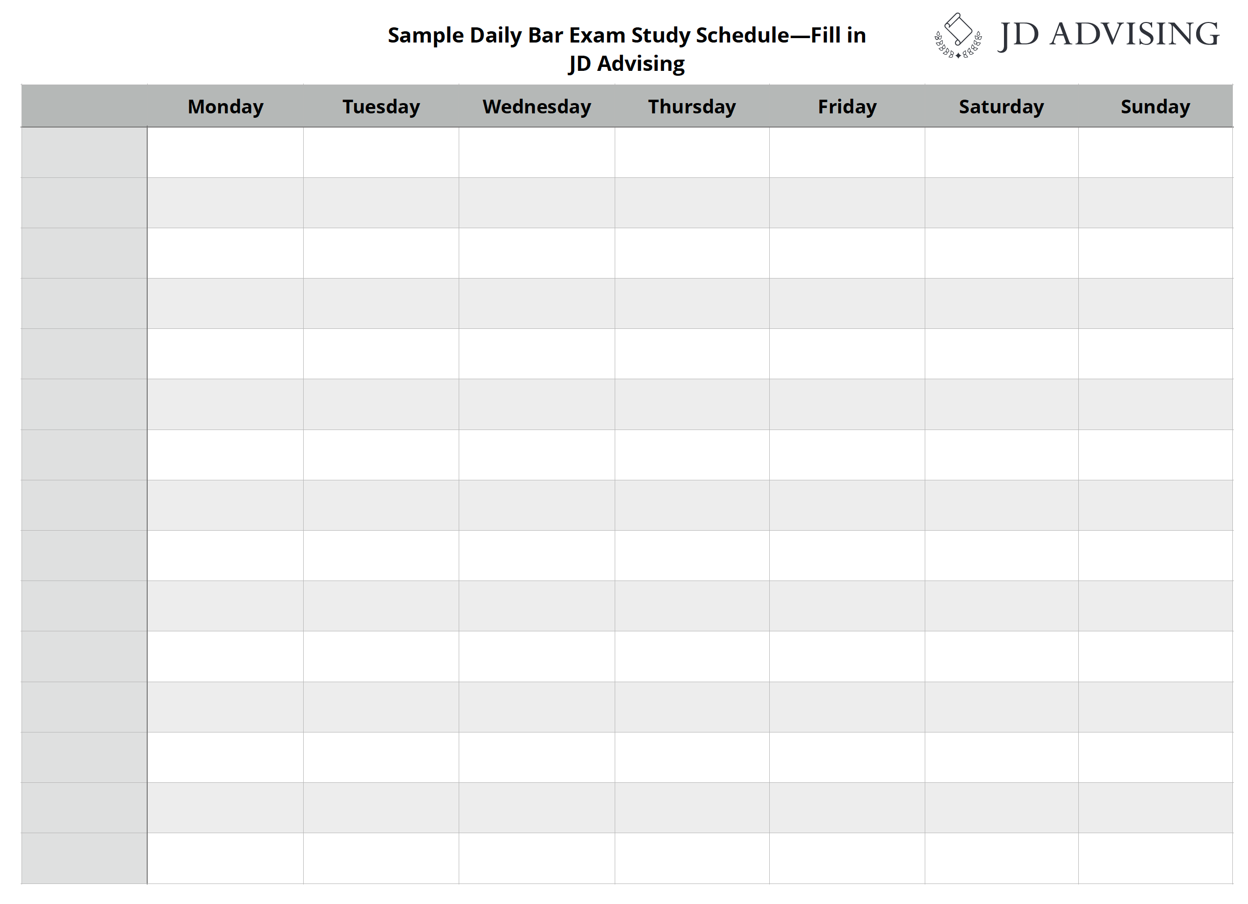 How To Create A Daily Bar Exam Study Schedule JD Advising, LLC.