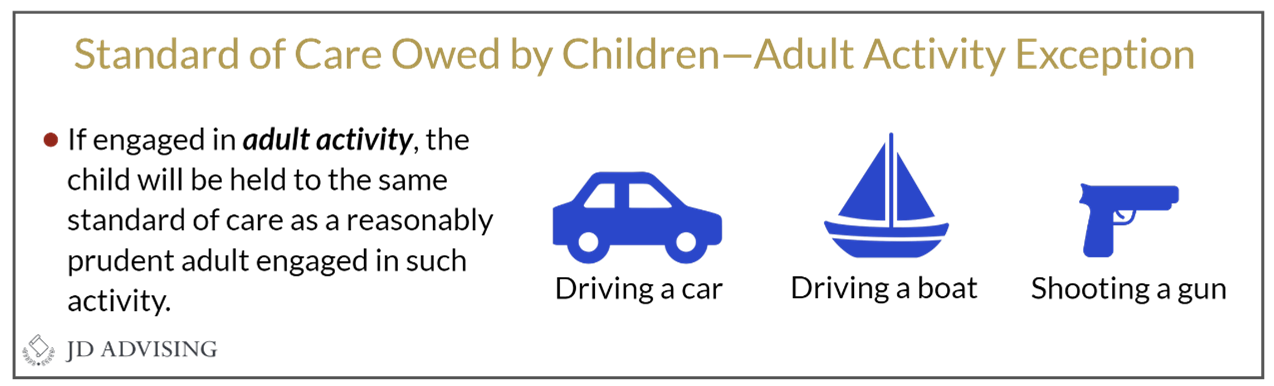Standard of Care Owed by Children - Adult Activity Exception