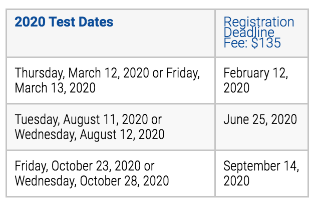 2020 MPRE test dates, 2020 MPRE changes
