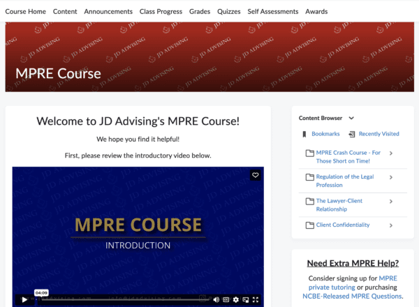 MPRE Course Front Page