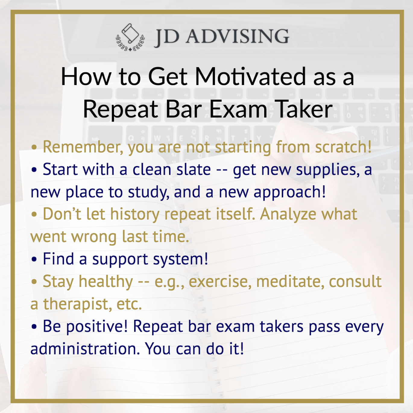get motivated as a repeat bar exam taker