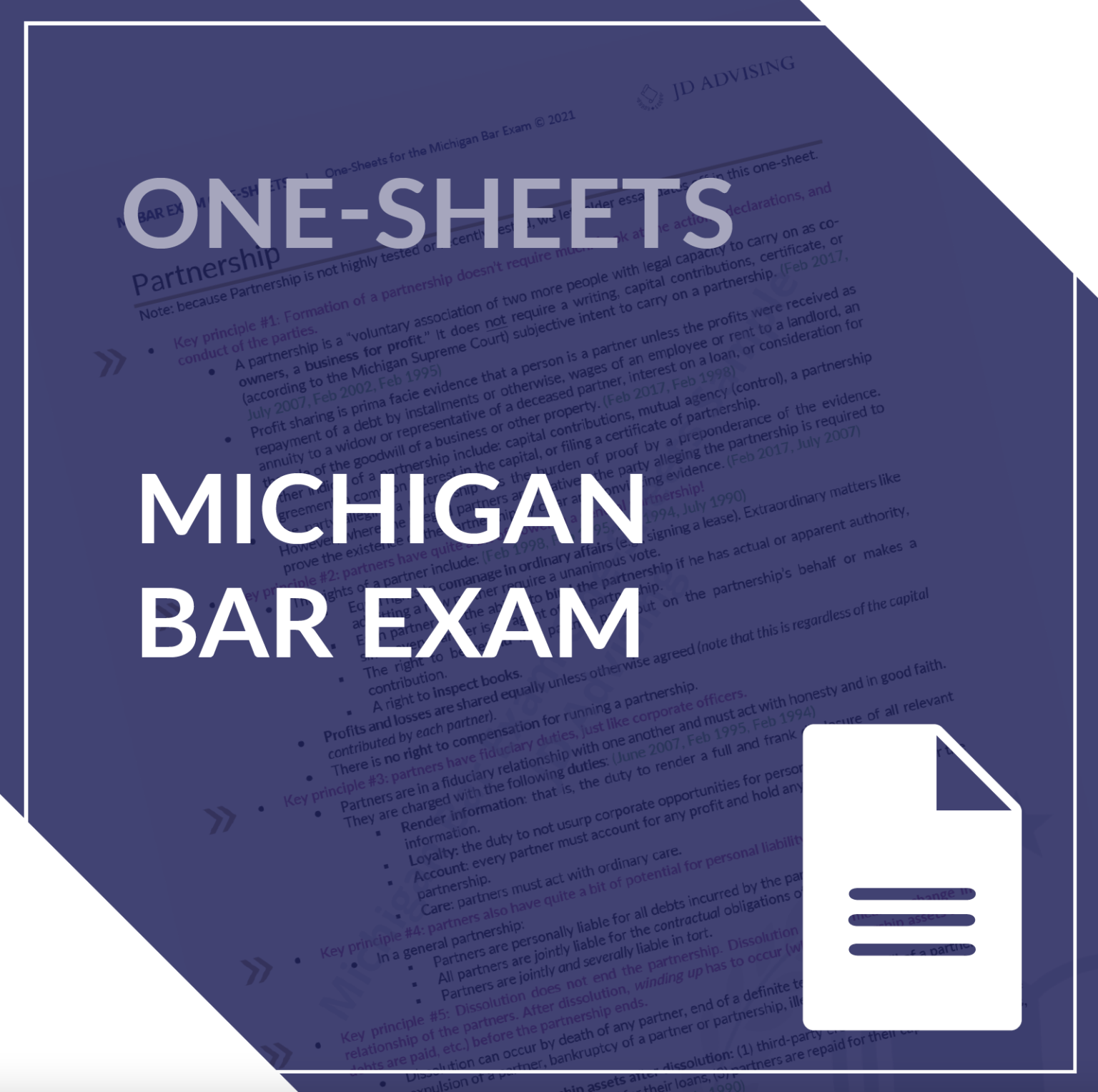 Michigan Bar Exam OneSheets JD Advising
