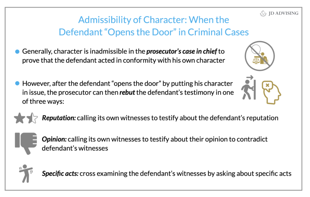 Admissibility of Character- When the Defendant Opens the Door in Criminal Cases